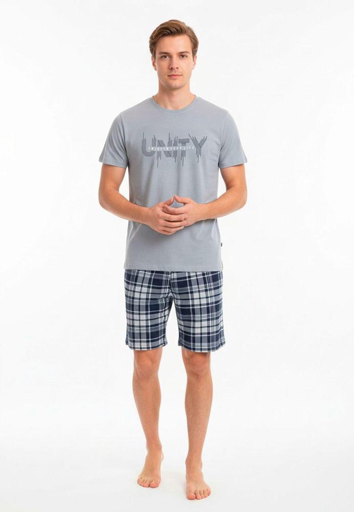 Pijama barbat Serena cu tricou si short,culoare gri,Engros